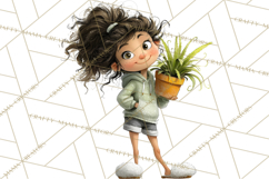 Green Aesthetic Wardrobe Clipart Hygge Girl PNG Product Image 4