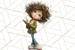 Green Aesthetic Wardrobe Clipart Hygge Girl PNG Product Image 4