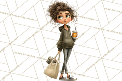 Green Aesthetic Wardrobe Clipart Hygge Girl PNG Product Image 2