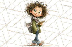 Green Aesthetic Wardrobe Clipart Hygge Girl PNG Product Image 4