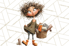 Green Aesthetic Wardrobe Clipart Hygge Girl PNG Product Image 3