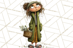 Green Aesthetic Wardrobe Clipart Hygge Girl PNG Product Image 4