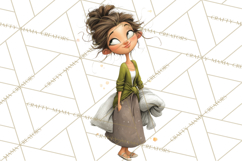 Green Aesthetic Wardrobe Clipart Hygge Girl PNG Product Image 3