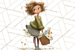 Green Aesthetic Wardrobe Clipart Hygge Girl PNG Product Image 5