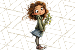 Green Aesthetic Wardrobe Clipart Hygge Girl PNG Product Image 4