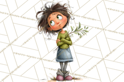 Green Aesthetic Wardrobe Clipart Hygge Girl PNG Product Image 5