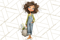 Green Aesthetic Wardrobe Clipart Hygge Girl PNG Product Image 4