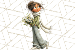 Green Aesthetic Wardrobe Clipart Hygge Girl PNG Product Image 2