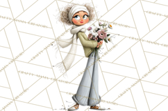 Green Aesthetic Wardrobe Clipart Hygge Girl PNG Product Image 4