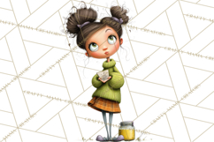 Green Aesthetic Wardrobe Clipart Hygge Girl PNG Product Image 5