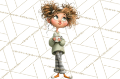 Green Aesthetic Wardrobe Clipart Hygge Girl PNG Product Image 5