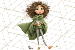 Green Aesthetic Wardrobe Clipart Hygge Girl PNG Product Image 4