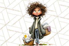 Green Aesthetic Wardrobe Clipart Hygge Girl PNG Product Image 5