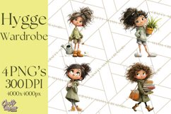 Green Aesthetic Wardrobe Clipart Hygge Girl PNG Product Image 1