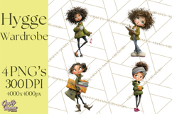 Green Aesthetic Wardrobe Clipart Hygge Girl PNG Product Image 1