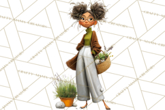 Green Aesthetic Wardrobe Clipart Hygge Girl PNG Product Image 3