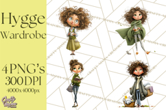Green Aesthetic Wardrobe Clipart Hygge Girl PNG Product Image 1