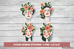 Hygge Stickers | Vintage Abstract Women Printable PNG Product Image 1