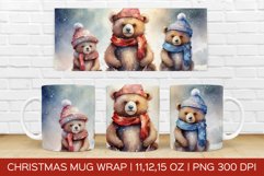 Christmas Bears Mug Wrap | Christmas Sublimation Design Product Image 1