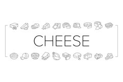 cheese food slice piece dairy icons set vector Product Image 1