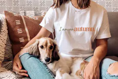 This autumn quote SVG uses a spacious horizontal layout, warm seasonal colours, and two complementary lettering styles without additional illustrations or decorative elements.