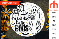i&#039;m just here for the boos svg, ghost silhouette, ghost beer svg, halloween door sign svg, hanging sign svg, fall hanger svg, laser cut file, autumn decor svg, welcome sign svg, spooky season svg, seasonal sign svg, glowforge cut file, cricut cut file