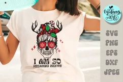 I am so freaking merry svg, christmas messy bun png Product Image 2