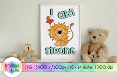Positive Affirmation | I am Strong | Baby Lion Print Product Image 1