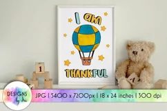 Positive Affirmation | I am Thankful | Air-Balloon Print Product Image 1