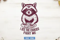 I Ate the Cookies Fight Me SVG, Funny Raccoon Christmas PNG Product Image 1
