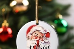 Retro Christmas Round Ornament PNG - Santa Claus Sublimation Product Image 3