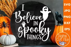 Farmhouse Halloween Round Sign, I Believe In Spooky Things Product Image 1