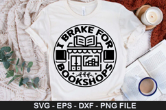 I Brake For Bookshops SVG - Book Lover Design Product Image 1