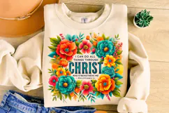 Floral Christian Sublimation, Jesus PNG, Bible Verse PNG Product Image 1