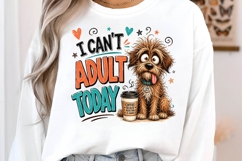 I Can't Adult Today Funny Dog Sublimation PNG Design Product Image 3