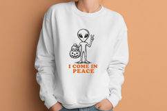 I Come In Peace SVG, Alien Halloween Funny Retro PNG Design Product Image 3