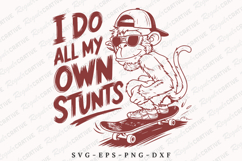 Monkey On Skateboard Doing Stunts Graphic Vector PNG Design Product Image 1