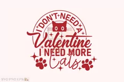 Funny Cat Lover Gift, Cat Valentine SVG T-shirt Design Product Image 1