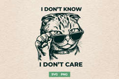 Sassy Cat With Sunglasses SVG PNG | IDK IDC Quote Design Product Image 1