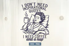 I Need Coffee and a Nap SVG PNG | Retro Funny Exhausted Lady Product Image 1