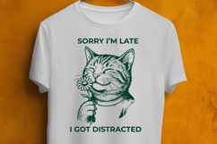 Funny Distracted Cat SVG Cut File Sorry Im Late PNG Product Image 3
