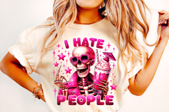 I Hate People PNG, Funny Skeleton PNG, Sarcastic Skull PNG Product Image 2