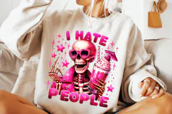 I Hate People PNG, Funny Skeleton PNG, Sarcastic Skull PNG Product Image 1