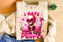 I Hate People PNG, Funny Skeleton PNG, Sarcastic Skull PNG Product Image 3
