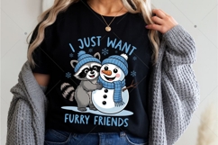 I Just Want Furry Friends, Winter Raccoon PNG, Funny Raccoon Product Image 4