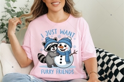 I Just Want Furry Friends, Winter Raccoon PNG, Funny Raccoon Product Image 8