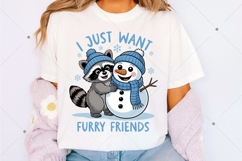 I Just Want Furry Friends, Winter Raccoon PNG, Funny Raccoon Product Image 2