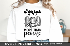 I like books more than people - Reading Books SVG Design Product Image 1