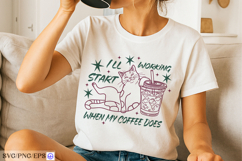 Cat Iced Coffee Funny Hand-drawn PNG SVG Design Product Image 2