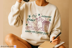Cat Iced Coffee Funny Hand-drawn PNG SVG Design Product Image 3